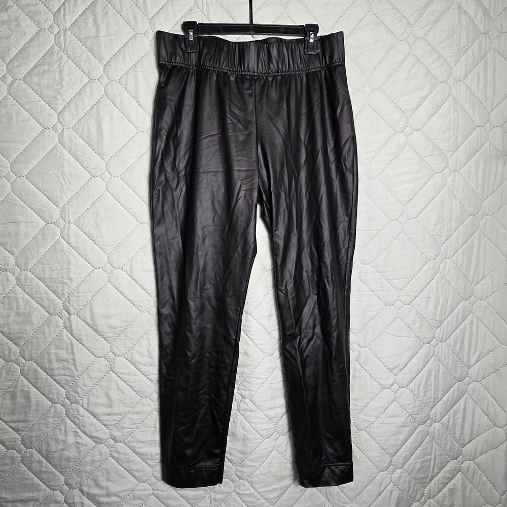 Isabel Faux Leather Tapered Skinny Leggings Pants Black Size XL Polyester stretc